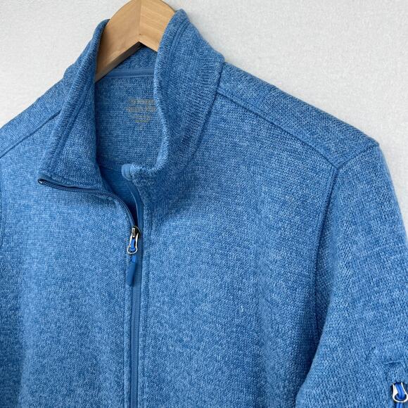 VERMONT COUNTRY STORE Sweater Mens L Fleece Jacket Mock Neck Full Zip Blue - Picture 6 of 16